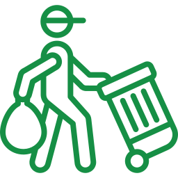 Easy Toss Bin to Curb service professional waste management team moves trash bins from homes to the curb for pickup in Los Angeles, Orange County, and San Diego.