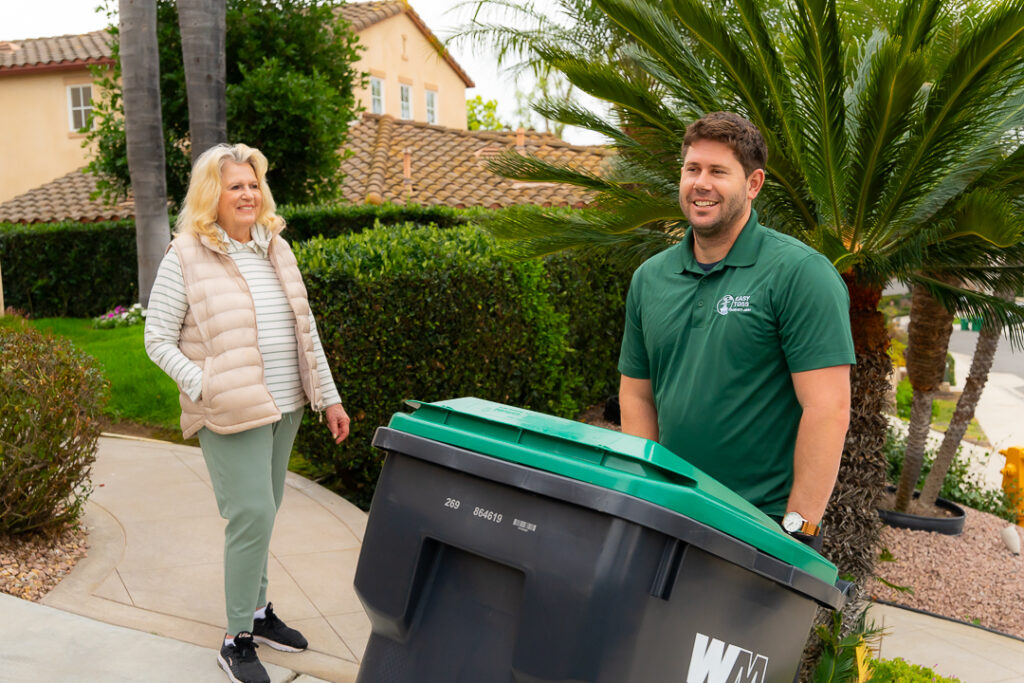 Easy Toss Bin to Curb service ideal for busy families, seniors, frequent travelers, homeowners, and vacation properties — convenient and dependable waste management across Los Angeles, Orange County, and San Diego.